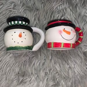 Debbie Mumm snowman ceramic coffee mugs